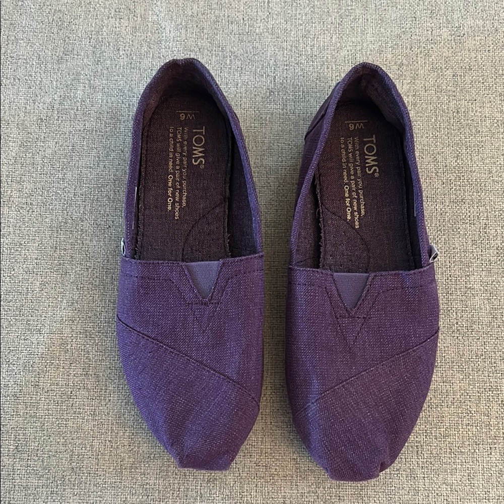 Toms Alpargata Purple Canvas Slip Ons